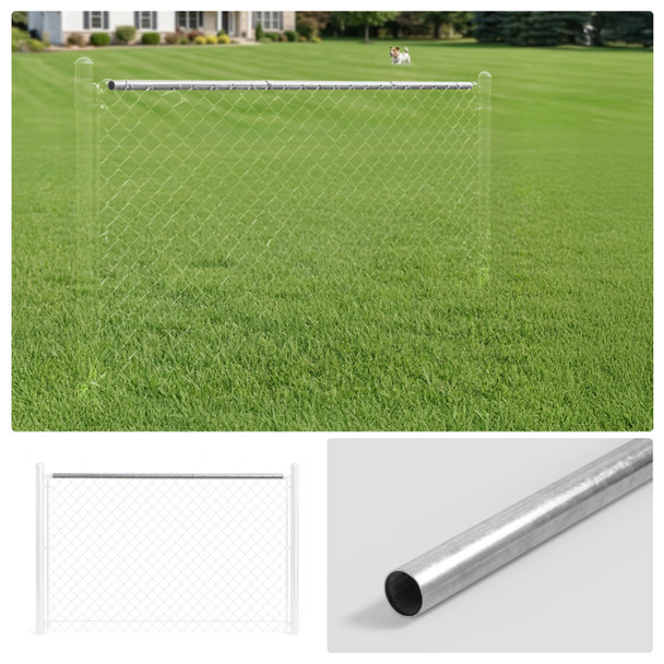 10 FT Dia. 1-5/8" Fencing Top Rail, Galvanized Silver Pipe for Chain Link Fence, Multi-options