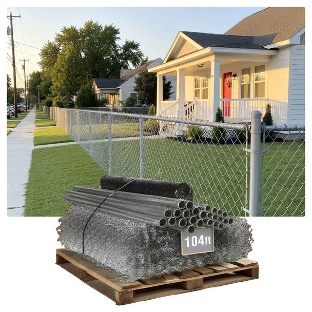 5ft. Height 11.5 Gauge Galvanized Steel Chain Link Fence Kit w/Fence Fabric, Gate, Posts, Top Rails & Hardware, Multiple Options