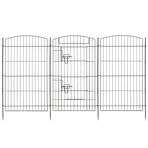Decorative Garden Fence with Gate, 35.9"H x 23.6"W No Dig Dog Fence Outdoor for Yard Garden Patio