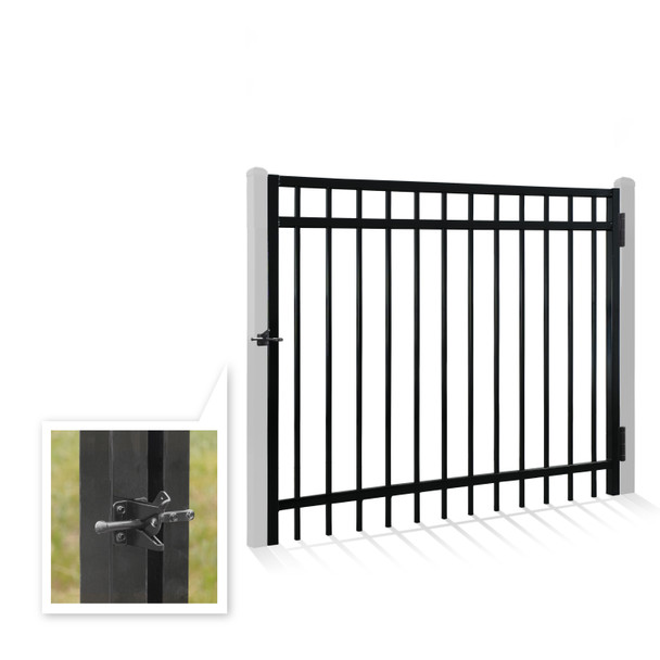 4FT Height X 5FT Width Heavy Duty Flat Top Fence Gate with Lock Attachment, Multiple Options