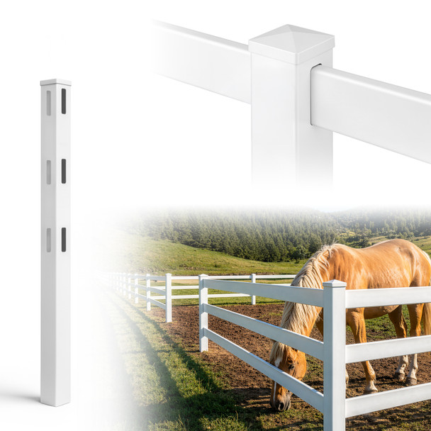 6ft Vinyl Ranch Line Post with Cap, Multiple Options