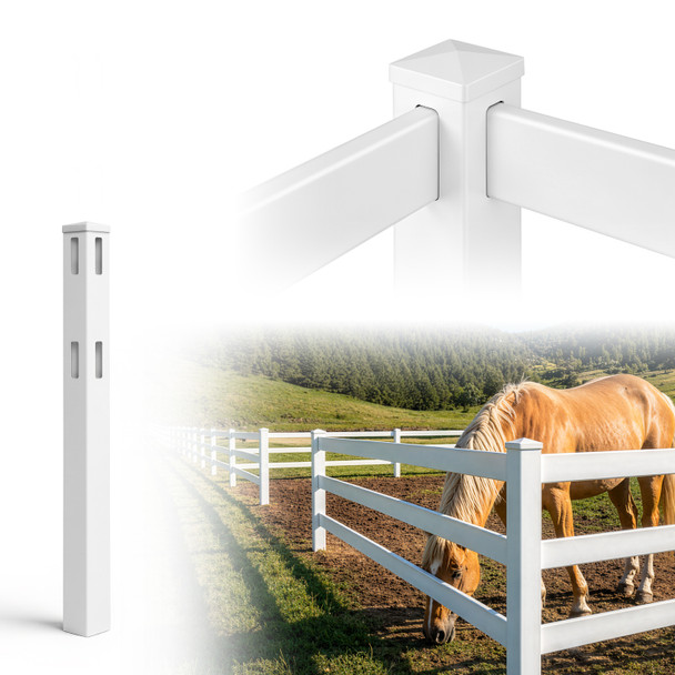 5ft Vinyl Ranch Corner Post with Cap, Multiple Options