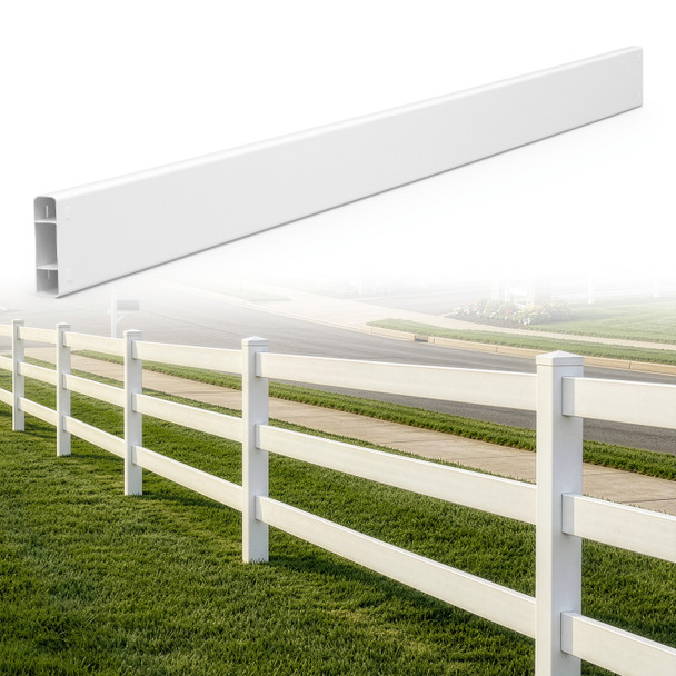 8ft Vinyl Ranch Rail with Slide-in Design, Multiple Options