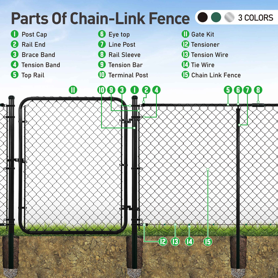 6ft Chain Link Fence Kit