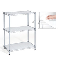 3-Tier NSF Adjustable Height Wire Shelving w/ Liner, Silver Grey