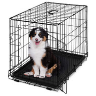 24 in. Foldable Dog Crate Wire Metal Dog Kennel w/ Divider Panel, Leak-Proof Pan & Protecting Feet