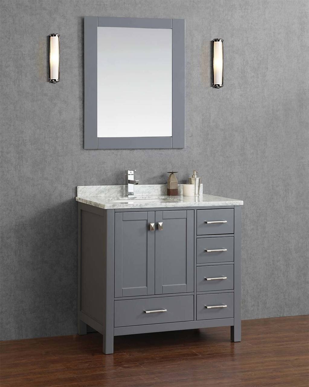 Key West 40 Gray Offset Left Sink Bathroom Vanity Royal Bath Place