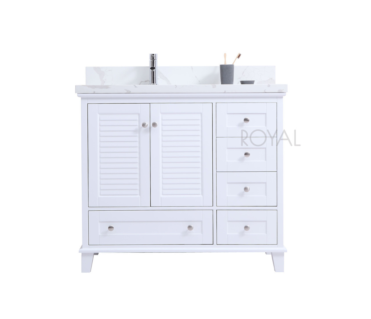 Keyes 36 White Offset Left Sink Bathroom Vanity Royal Bath Place