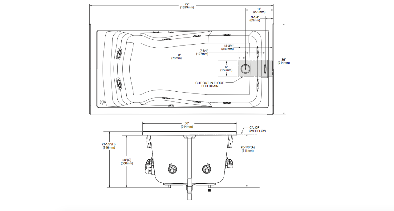 American Standard Evolution 72 Inch by 36 Inch Deep Soak EverClean