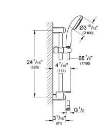 Grohe Europlus Pressure Balanced Shower System with Rain Shower Head, Handshower, Slide Bar