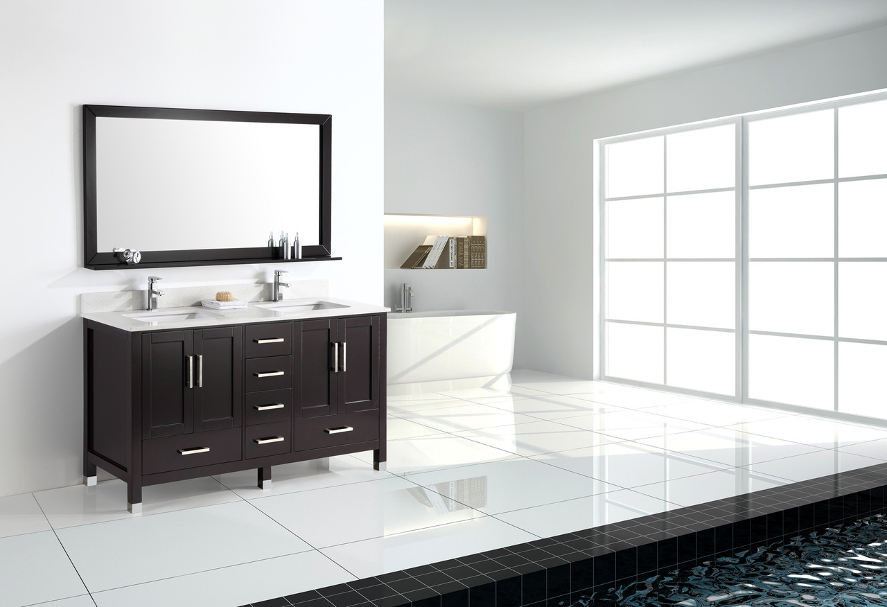 Palmera 65 inch Espresso Double Sink Bathroom Vanity Royal Bath Place