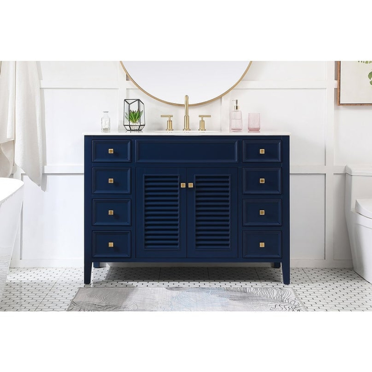 Navy Blue Bathroom Vanity Cabinets