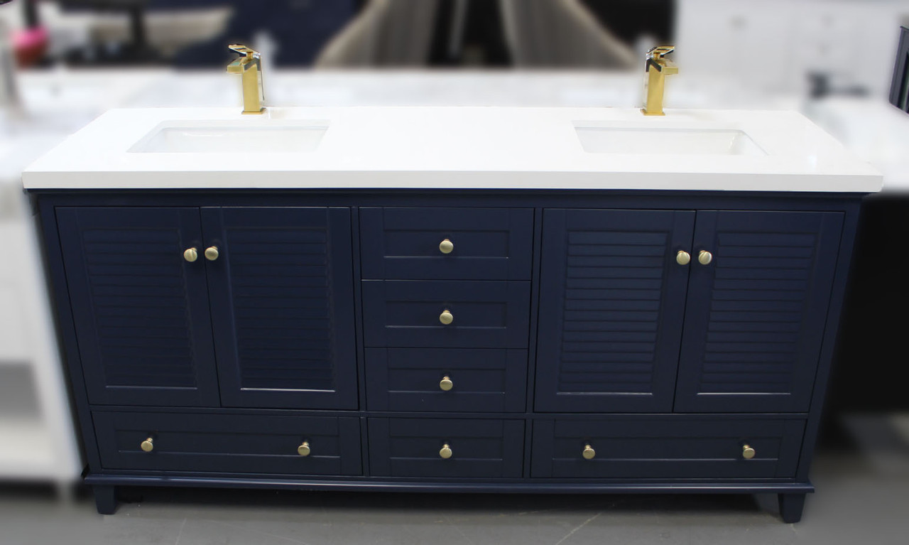 Keyes 60 Inch Navy Blue Double Sink Bathroom Vanity Royal Bath Place