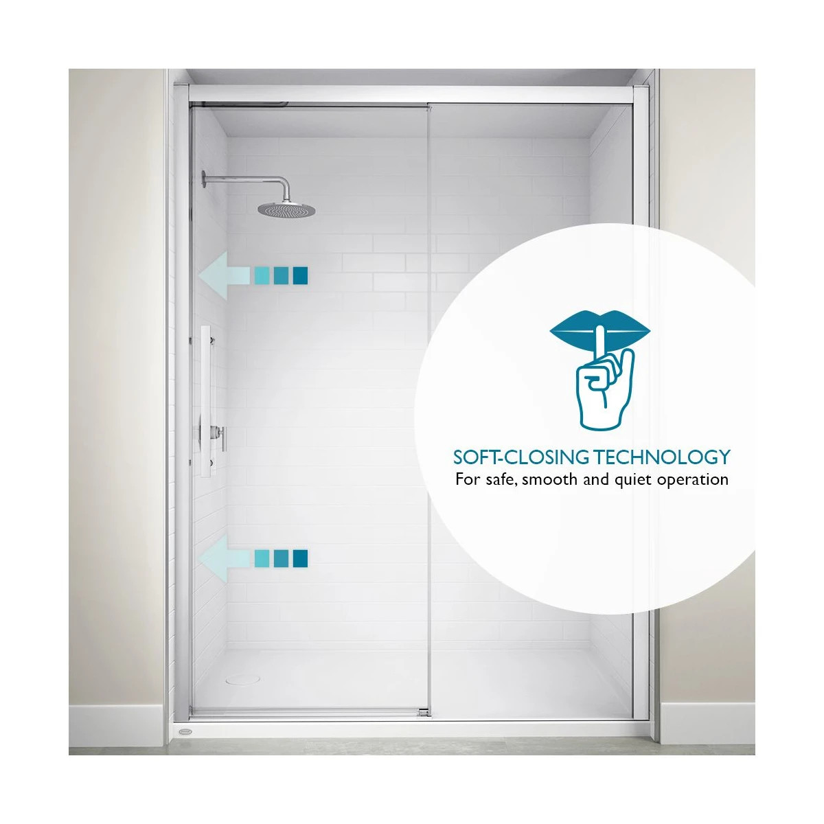 Jacuzzi 76" High x 48" Wide Sliding SemiFrameless Shower Door with