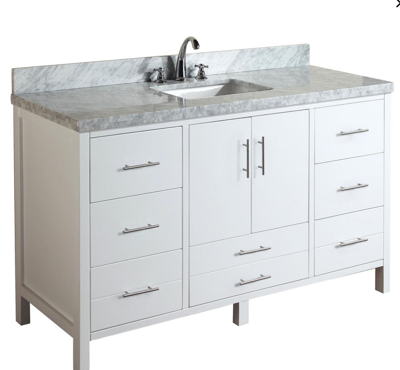 Ultra 60 inch White Single Sink Bathroom Vanity **New