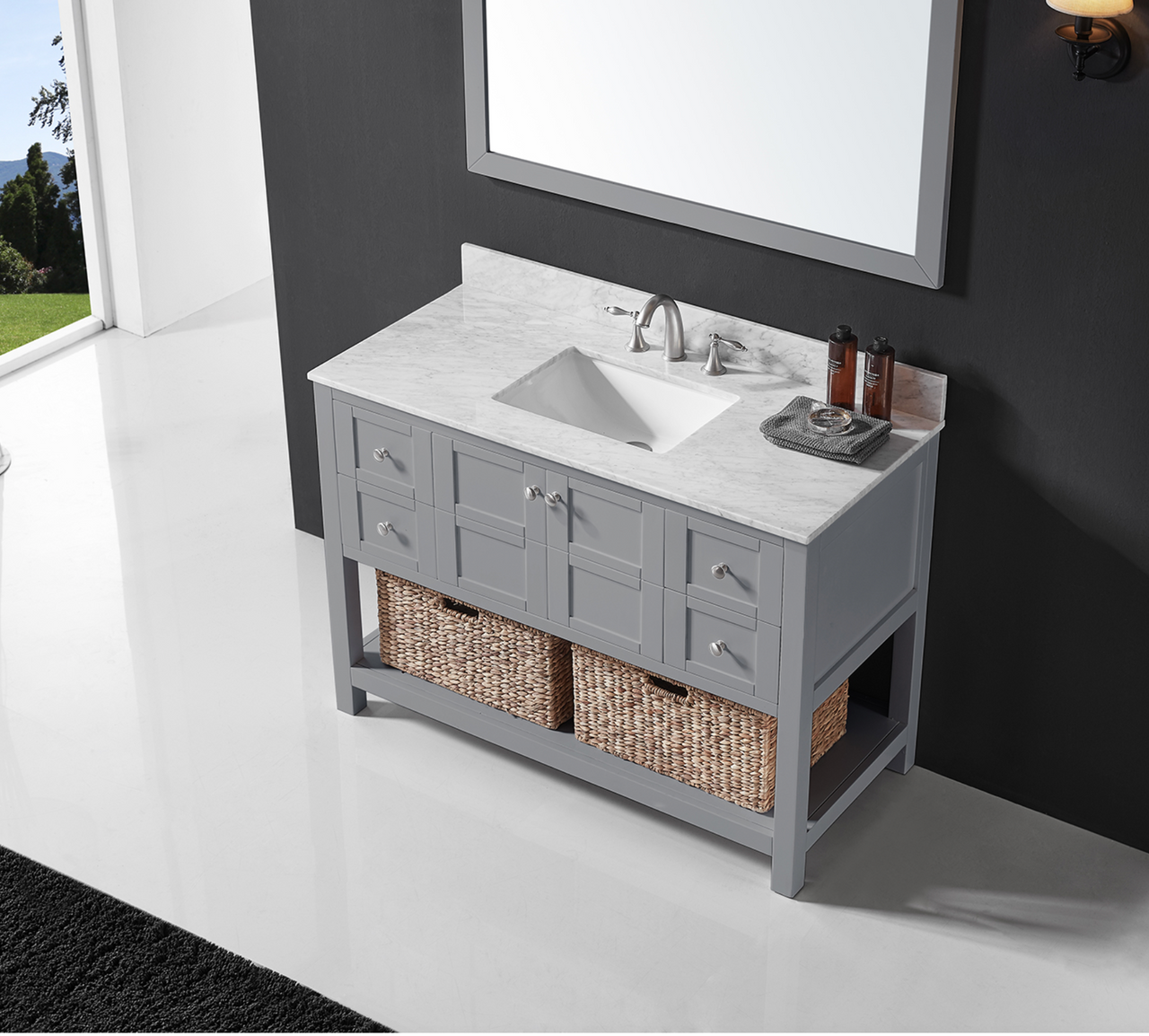 Jupiter 60 Inch Gray Single Sink Bathroom Vanity