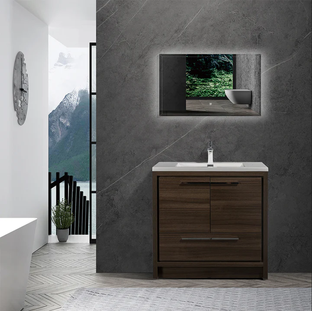 36'' Bathroom Vanity With Top Sink, Modern Bathroom Storage