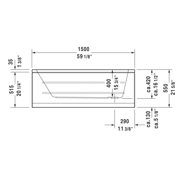 Duravit DCode 60" Drop In Acrylic Soaking Tub with Left Drain and