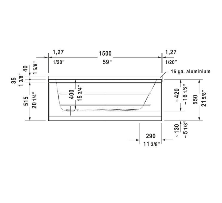 Duravit DCode 60" Drop In Acrylic Soaking Tub with Right Drain and