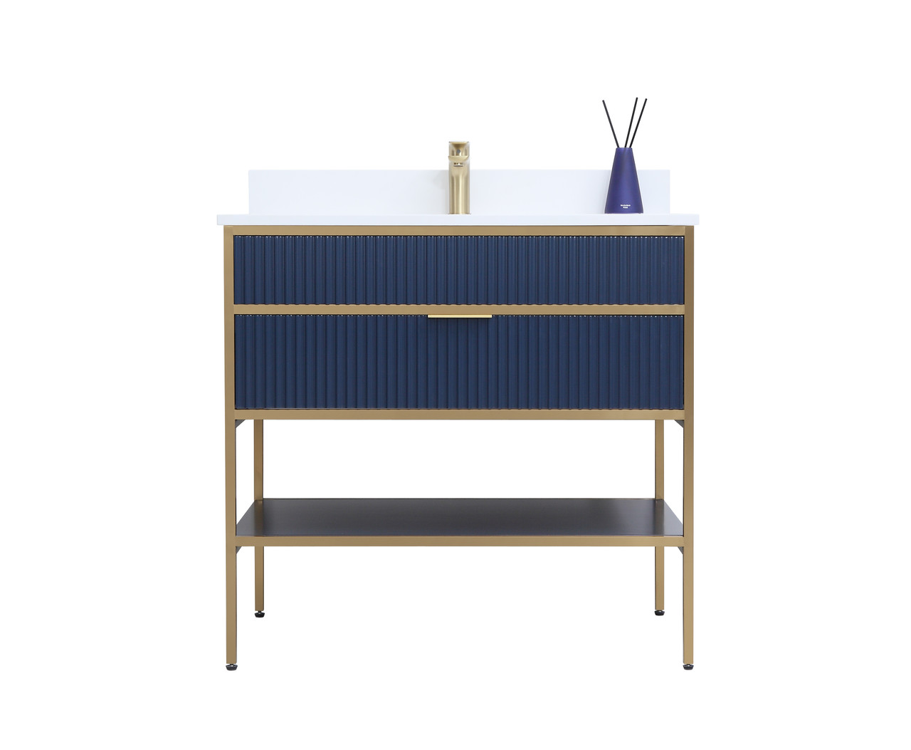 Royal Hampton 30" Navy Blue Bathroom Vanity with Gold Hardware