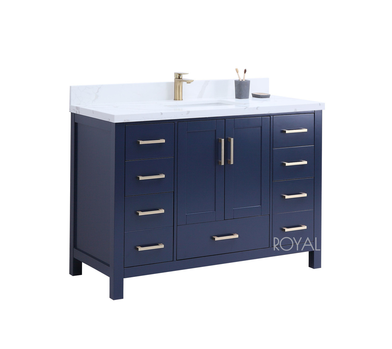 Royal Hollywood Collection 42 inch Navy Blue Center Sink Bathroom Vanity