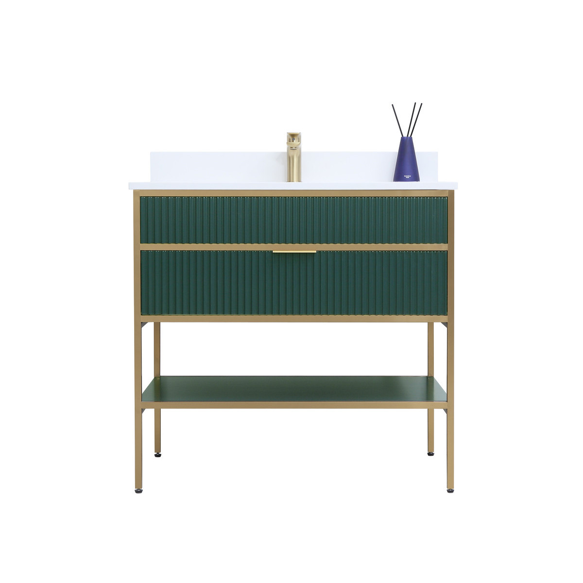 Royal Hampton 30" Green Bathroom Vanity with Gold Hardware
