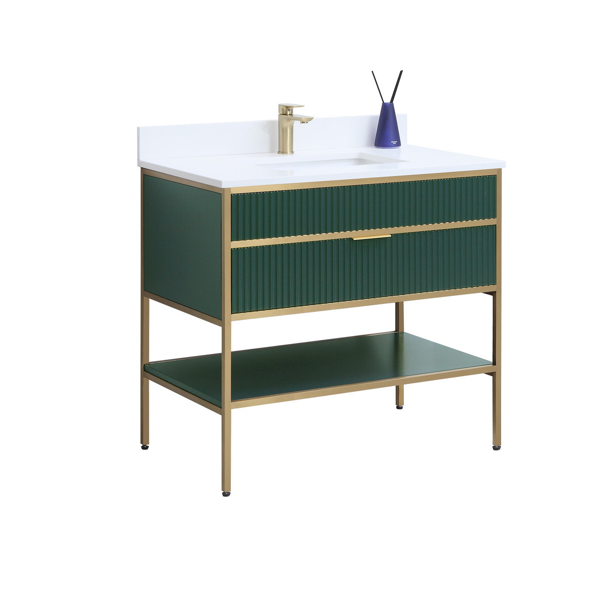 Royal Hampton 36" Green Bathroom Vanity with Gold Hardware