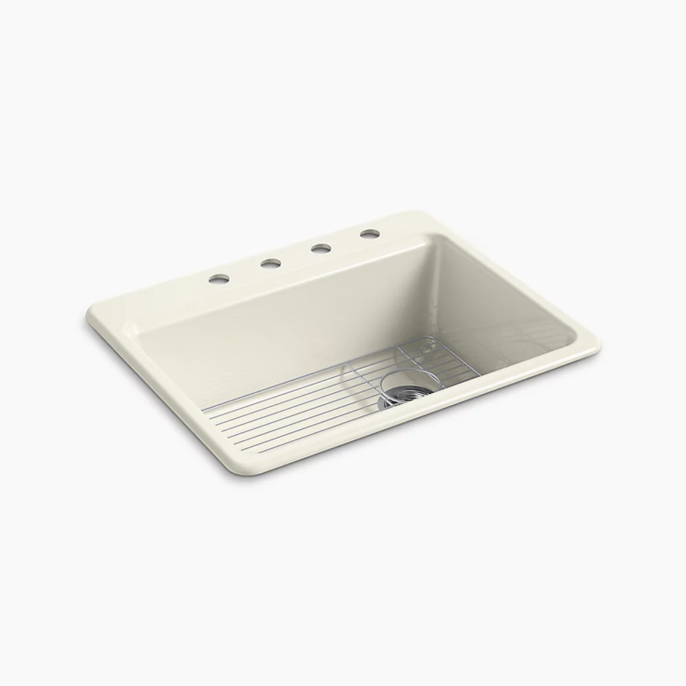 Kohler Riverby® 27" topmount singlebowl kitchen sink Biscuit K