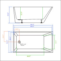 Royal Aza 67 inch Freestanding Bath Tub * In Stock