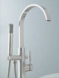 Royal Square Goose Freestanding Tub Filler in Chrome Finish