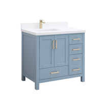 *New Royal Breeze Collection 36 inch Polar Blue  Bathroom Vanity Left Offset