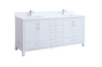 Royal Palmera Collection 72 inch White Double Sink Bathroom Vanity 