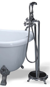 Victorian clawfoot tub faucet in a polished chrome finish with hand shower