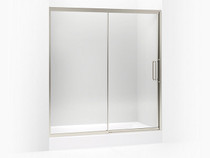 Lattis® Pivot shower door, 76" H x 69 - 72" W, with 3/8" thick Crystal Clear glass in Brushed Nickel