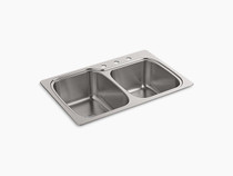 Kohler | Verse™ 33" x 22" x 9" top-/under-mount large/medium double-bowl kitchen sink with 3 faucet holes