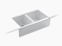 Kohler | Hawthorne™ 33" x 22-1/8" x 8-3/4" apron-front under-mount double-equal kitchen sink with 4 oversize faucet holes