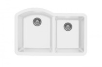 Karran Double Bowl Undermount Kitchen Sink White Finish 32"x 21"