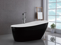 Royal Wellworth 59 inch modern matte white and black freestanding bathtub