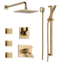 Delta TempAssure 17T Series Thermostatic Shower System with Integrated Volume Control, Shower Head, 3 Body Sprays and Hand Shower - Includes Rough-In Valves - Champagne Bronze