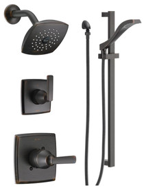 Delta Monitor 14 Series Single Function Pressure Balanced Shower System with Shower Head, and Hand Shower - Includes Rough-In Valves in matte black