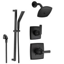 Delta Monitor 14 Series Single Function Pressure Balanced Shower System with Shower Head, and Hand Shower - Includes Rough-In Valves -Matte Black