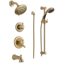 Delta Monitor 17 Series Pressure Balanced Tub and Shower System with Volume Control, Shower Head, Hand Shower, and Slide Bar - Includes Rough-In Valves