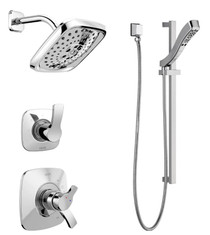 Delta Monitor 14 Series Pressure Balanced Shower System with Shower Head, Handshower, and Slide Bar - Includes Integrated Volume Control and Rough-In Valves