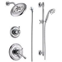 Delta Monitor 17 Series Dual Function Pressure Balanced Shower System with Integrated Volume Control, Shower Head, and Hand Shower - Includes Rough-In Valves - Chrome