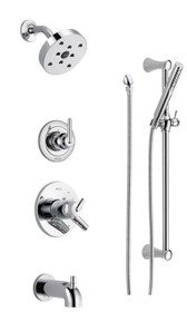 Delta Monitor 17 Series  Pressure  Balanced Tub and Shower System with Volume Control, Shower Head, Hand Shower, and Slide Bar - Includes Rough-In Valves