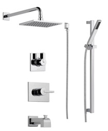 Delta Monitor 14 Series Pressure Balanced Tub and Shower System with Shower Head, Hand Shower, and Slide Bar - Includes Rough-In Valves