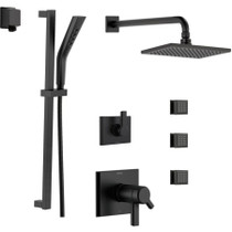 Delta TempAssure 17T Series Thermostatic Shower System with Integrated Volume Control, Shower Head, 3 Body Sprays and Hand Shower - Includes Rough-In Valves -  Matte Black