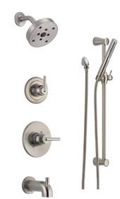 Delta Monitor 14 Series Pressure Balanced Tub and Shower System with Shower Head, Hand Shower, and Slide  Bar - Includes Rough-In Valves