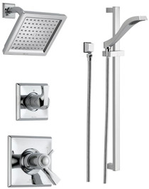 Delta TempAssure 17T Series Thermostatic Shower System with Integrated Volume Control, Shower Head, and Hand Shower - Includes Rough-In Valves - Chrome