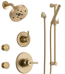 Delta Monitor 14 Series Single Function Pressure Balanced Shower System with Shower Head, 2 Body Sprays and Hand Shower - Includes Rough-In Valves